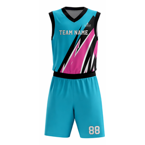 Ensemble de maillots de basket-ball personnalisés, uniforme de basket-ball imprimé par sublimation, 100% polyester respirant, kit de basket-ball d'équipe, vêtements de sport - Product Image 2