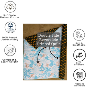 Jaipur Handmade Block Print Floral Baby Quilt Reversible Skin Friendly 100% Cotton Super Soft Non Toxic Dyes Eco Friendly - Product Image 4