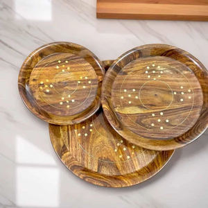 Vajilla de cocina hecha a mano, juego de platos y recipientes de madera maciza, reutilizable, ecológico, de la mejor calidad para servir alimentos. - Product Image 1
