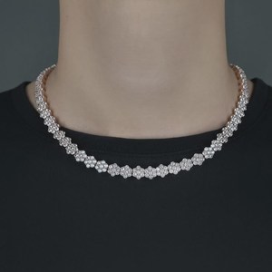Luxury Flower Tennis Necklace 925 Sterling Silver Sparkling <b>Iced</b> <b>Out</b> VVS Moissanite Diamond Hip Hop <b>Chain</b> Unisex Wedding Wear - Product Image 3