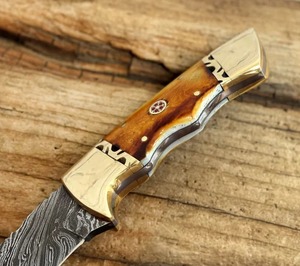 Custom Handmade OEM DIY Skinner Hunting <b>Knife</b> Damascus Steel <b>Bone</b> <b>Handle</b> Clip Point 3mm 8in Overall Leather CKS-187 - Product Image 4