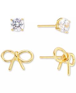 2-Pc. Set di orecchini con fiocco e cristallo in oro 14k su argento Sterling | Macacy's - Product Image 1