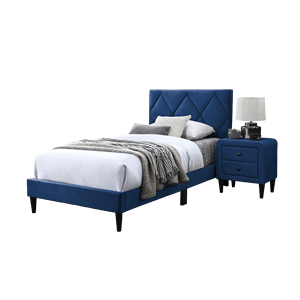Letto Matrimoniale in Velluto Blu Navy con Testiera Regolabile, 1 Pezzo, Arredamento Camera da Letto per Ragazzi, Struttura Letto Imbottita - Product Image 3