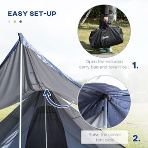 Blue Teepee Camping Tent with Porch Easy Set up for 2-3 People for Outdoor Hiking - Product Image 6