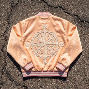 <b>Men's</b> Satin Bomber <b>Jacket</b> Distressed Embroidery <b>Letter</b> Winter Style Satin Varsity <b>Jackets</b> <b>Men</b> Crew Neck Bomber Satin <b>Jackets</b> <b>Men</b> - Product Image 2