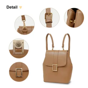 Sac à dos Hody minimaliste pour femme, imperméable en PU, forme carrée, fermeture éclair, fermeture magnétique, bandoulière, dos souple, usage quotidien, toutes occasions - Product Image 3