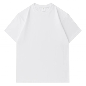 เสื้อยืดคอกลมแขนสั้นสีขาวสำหรับผู้ชาย ทรงปกติ ผ้าคอตตอนเจอร์ซีย์ สไตล์ลำลอง สีพื้น ดีไซน์แบบถัก - Product Image 1