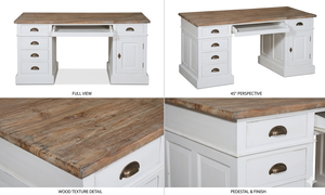 Escritorio de Oficina Contemporáneo de Madera Ani con Cajón para Archivos, Acabado Natural, para Oficina en Casa y Sala de Estudio - Product Image 5