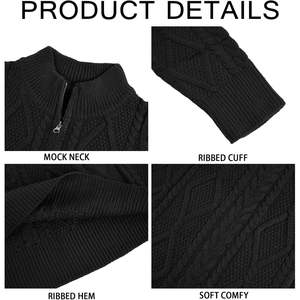 2025 hommes quart-Zip doux décontracté thermique pull câble tricoté col montant pull pour l'automne chaud confortable tricots - Product Image 5