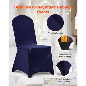 50 Pcs Navy Blue Polyester Spandex <b>Chair</b> <b>Covers</b> <b>Stretch</b> Flat-Front Slipcovers for Wedding Party <b>Dining</b> or Banquet <b>Chairs</b> - Product Image 6