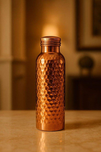Bouteille d'eau en cuivre pur de haute qualité, entièrement polie, personnalisée, fabriquée à la main en Inde - Product Image 3