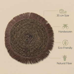 Modern <b>Round</b> Boho Chic Seagrass Jute Fringe <b>Table</b> <b>Mat</b> | Handmade Eco-Friendly Dining Placemat for Home Hotel Use Bulk Exporter - Product Image 2