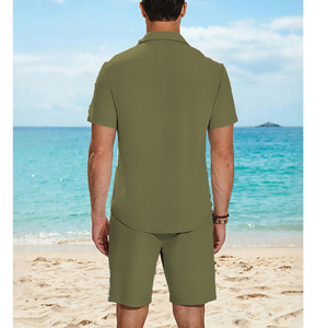 Slim Fit Half Sleeve <b>Set</b> and two pockets drawstring joggers Suit for Office Party Wear Custom Logo Design High Street Style - Product Image 2