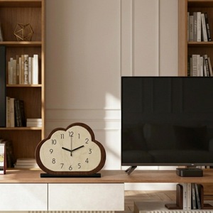 Cloud Shape <b>Marble</b> Analog Quartz Desk <b>Clock</b> Silent Wood Frame Living Room Decor - Product Image 2
