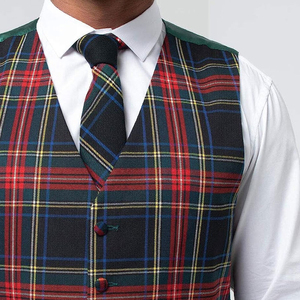 Chaleco Formal de Tartán a Cuadros para Hombre, Corte Slim Fit, Traje de Novio para Boda, Chaqueta sin Mangas, Espalda Ajustable, Patrón Personalizado - Product Image 2