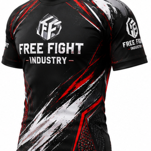 T-shirt de compression unisexe à manches courtes pour la lutte libre, imprimé par sublimation, séchage rapide, protection UPF50+, antibactérien, noir et rouge - Product Image 4