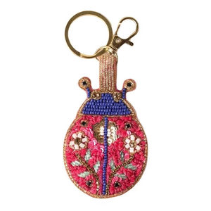 Llavero Artesanal de Estilo Étnico, Hecho a Mano en India, de Primera Calidad, con Cuentas Coloridas Bordadas con Motivos Florales, Decorativo - Product Image 1