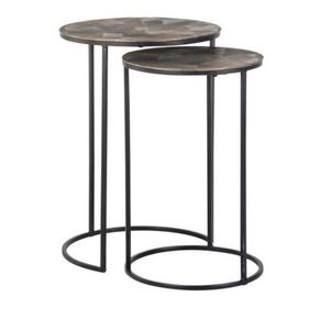 Tables basses rondes modernes à emboîter avec plateau en marbre et structure en acier, style haut de gamme, écologiques, durables, meubles de salon - Product Image 2