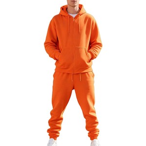 Ensemble de survêtement ODM pour homme, violet, à manches longues, avec fermeture éclair, à capuche, décontracté, couleur unie, pantalon de jogging, coupe classique, 100 % coton, pour l'automne - Product Image 3