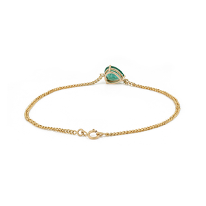 Pulsera de Oro Amarillo de 14K con Diseño Sencillo y Moderno, Eslabones Cubanos, Esmeralda en Forma de Pera, Piedra Única, para Uso Diario, Joyería Apilable - Product Image 3