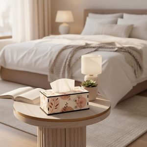 Modern Floral Wooden Napkin Holder & Tissue Box Cover Decorative for Case for <b>Table</b> Decoration in Home <b>Car</b> Bathroom - Product Image 5