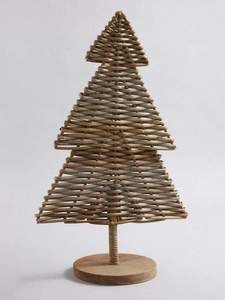 Adornos Navideños Hechos a Mano al por Mayor, Figura de Árbol Tejida de Ratán Natural con Base para Mesa Festiva - Product Image 2