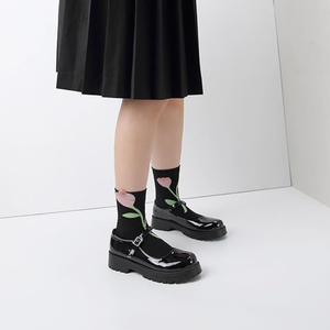 Custom 3D Cuff Flower 100% Cotton Crew Socks Design <b>Funky</b> Colors Breathable Quick Dry Indoor Women Men Private Label Manufacture - Product Image 5