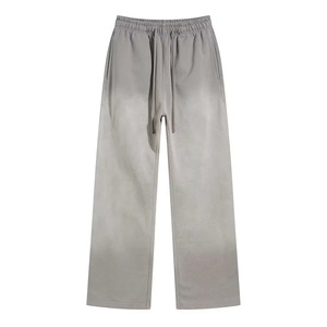Custom Logo Sun Faded 100% Cotton Mid Straight <b>Leg</b> Sweatpants Oversized Men French Terry Flare Washed Streetwear Jogger Pants - Product Image 4