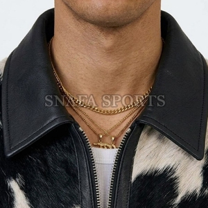 Latest Design Men Cowhide Leather <b>Jacket</b> Factory Made Genuine Cowhide Custom Design <b>Biker</b> Clothing OEM Manufacturer - Product Image 4