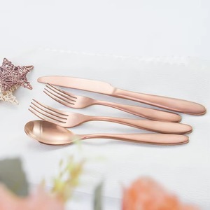 Ensemble de couverts en acier inoxydable rose gold mat, idéal pour les événements de restauration et l'usage domestique, fabriqué avec soin par KRAFT WORLD - Product Image 1