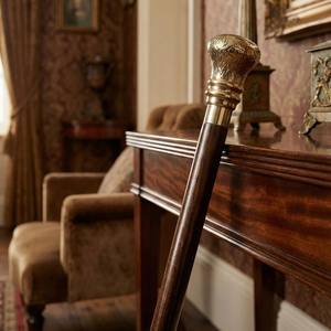 Bastón de madera ajustable de 3 secciones con mango de latón pulido de alta calidad, estilo Art Deco, para personas mayores, precio al por mayor por UO - Product Image 1