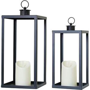 Lanterne décorative moderne en métal noir et verre, porte-bougie suspendu pour jardin extérieur, lanterne de sol minimaliste haute pour décoration de mariage - Product Image 3