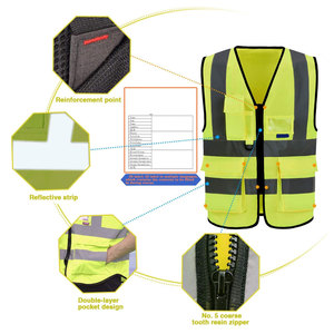 Chaleco de Seguridad Reflectante de Alta Visibilidad Unisex, Ropa de Trabajo de Poliéster con Bolsillos y Cierre de Cremallera - Product Image 5