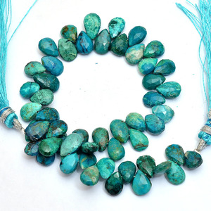 Cuentas facetadas de crisocola AAA+ de 6x9 mm, forma de pera, crisocola natural, piedra semipreciosa, cuentas sueltas para suministros de joyería. - Product Image 2