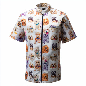 Short Sleeves Pet Grooming Smock with Zipper Waterproof Hair Resistant and Bleach Resistant Tops - Product Image 5