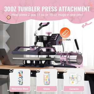 Pressa a Caldo Digitale 12x15 per T-shirt, Pressa per Tumbler da 30 oz, Macchina per Trasferimento a Caldo 8 in 1 con Braccio Girevole a 360° - Product Image 3