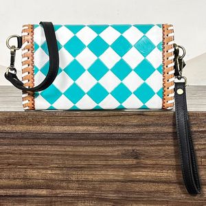 New Stylish Handmade Cowhide Leather Crossbody Bag Checkered Pattern Shoulder Purse <b>Adjustable</b> <b>Strap</b> Clutch Perfect for Women's - Product Image 5