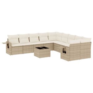 Ensemble de canapés de jardin en rotin PE beige avec structure en acier thermolaqué et verre trempé - Product Image 2