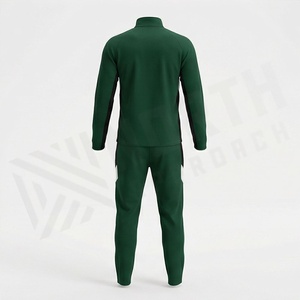 Ensemble de survêtement sportif pour homme, imprimé géométrique vert, fermeture éclair intégrale, séchage rapide, polyester et élasthanne, vêtements d'automne - Product Image 2