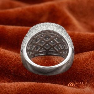 แหวนฮิปฮอปทรงกลมประดับมอยส์ซาไนต์สีเงินสำหรับผู้ชาย เหมาะสำหรับวันครบรอบและสวมใส่ทุกวัน - Product Image 3