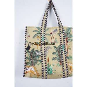 Bolso Tote Hecho a Mano en India, 100% Algodón, Rayado, con Asa Larga, para Mujer, Ecológico, Estilo Boho, Bolso Grande para la Playa o Fiestas - Product Image 3