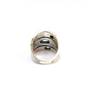 Anillo de Plata de Ley 925 Hecho a Mano con Banda Ancha y Topacio Azul Natural en Diferentes Formas para Mujer - Product Image 4