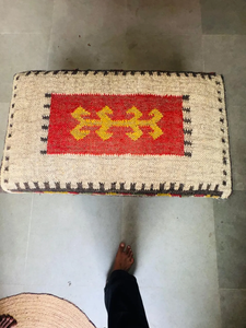 Boho Kilim Handwoven <b>Wool</b> Jute Bench Rustic <b>Wooden</b> Entryway Seating Upholstered Farmhouse Hallway Furniture Vintage Accent Seat - Product Image 5