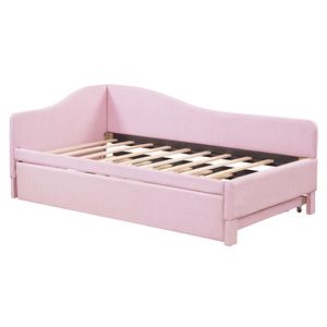 Divano letto a L imbottito rosa, misura Twin, con letto estraibile a scomparsa - Product Image 6