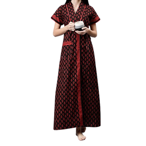 Abrigo de Casa de algodón ligero para mujer con cinturón propio Bata de salón de lana ajustable para verano por exportador indio - Product Image 2