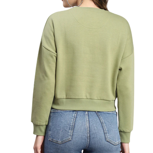 Fournisseur de sweats à capuche pour femmes, coupe patineuse, imprimé floral, col cheminée, manches ajustées, style urbain, pull-over, hauts - Product Image 4