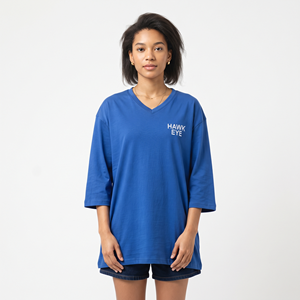 Custom Oversized Women's Longline V Neck Cotton T Shirt Breathable Three Quarter Sleeve Relaxed Fit Printed Embroidered <b>Top</b> - Product Image 5