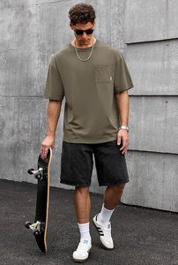 เสื้อยืดโอเวอร์ไซส์ผ้าฝ้ายแท้ 100% น้ำหนัก 220 กรัม พิมพ์ลายตามสั่งที่ไหล่ สไตล์ฮิปฮอป ไซส์พลัส ผ้าฝ้ายแท้ 100% ทรงบ็อกซี่ สำหรับผู้ชาย - Product Image 6