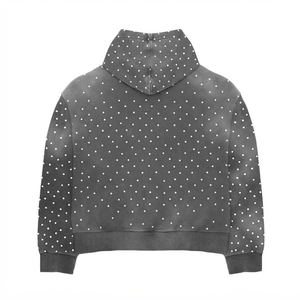 เสื้อฮู้ดดี้ผู้ชายแบบฟอกสี 420 GSM ผ้าฝ้ายพรีเมียมสีเทา แต่งลายจุด ปักลายปักแบบกำหนดเอง พร้อมแพทช์เชนีล สำหรับคนรักสิ่งแวดล้อม - Product Image 2
