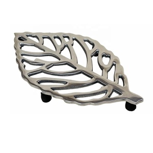 Dessous de plat feuille d'or Pot en aluminium pour bétail Plats chauds Centres de table glamour Support de théière en métal pour la cuisine - Product Image 2